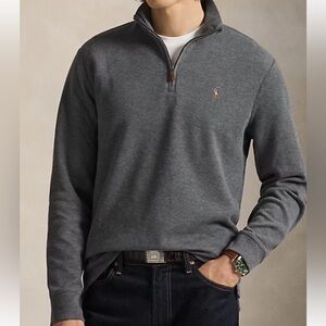 Polo Ralph Lauren Men's Grey Cotton Quarter Zip Sweater XXL NWT